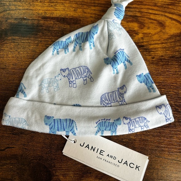 Janie and Jack White and Blue Zebra Kids Hat - Picture 1 of 3